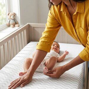 KIDS BEDDING ORGANIC COTTON SAND CHEVRON CRIB SHEET